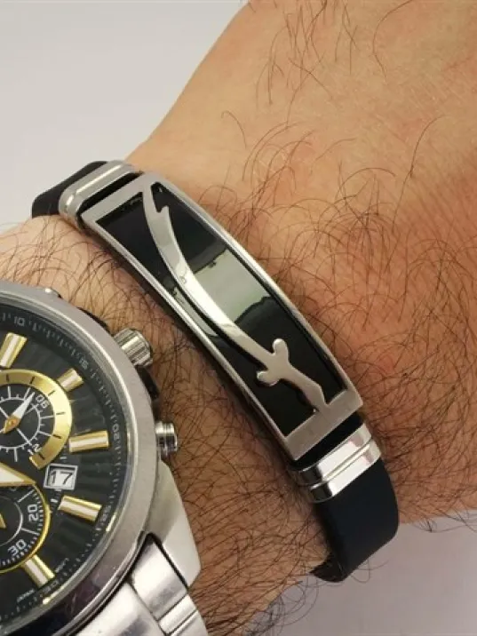 Zülfikar Kılıç Kauçuk Çelik Erkek Bileklik