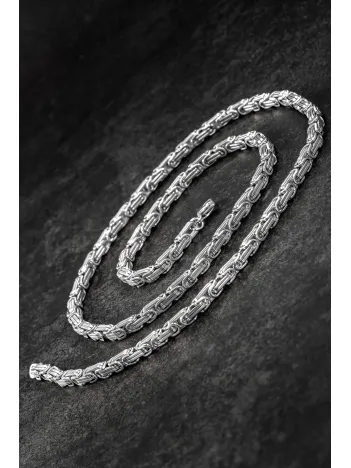 Erkek Çelik Kral Zincir Kolye İnce Model 4,5mm