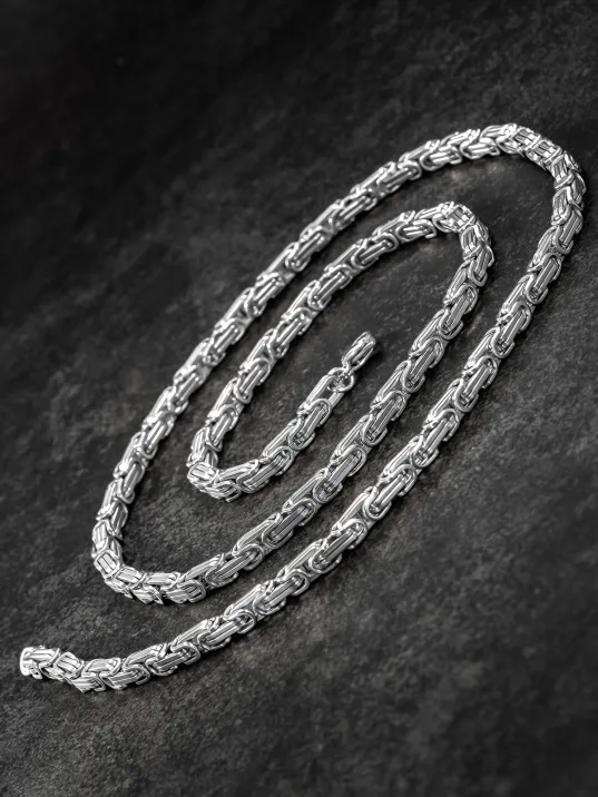 Erkek Çelik Kral Zincir Kolye İnce Model 4,5mm