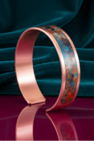 Kadın Bakır Bileklik Yüzük Set - World Model Özel Baskı Metal Kutu Ve Kuvars Taşı
