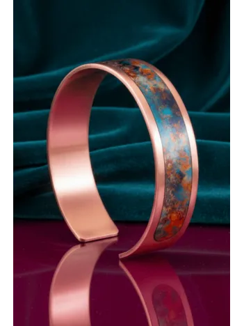 Kadın Bakır Bileklik Yüzük Set - World Model Özel Baskı Metal Kutu Ve Kuvars Taşı