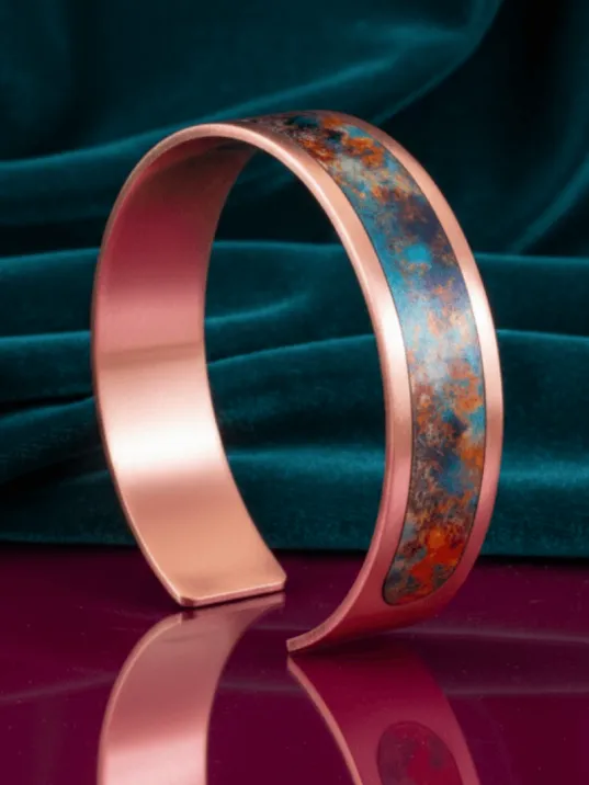 Kadın Bakır Bileklik Yüzük Set - World Model Özel Baskı Metal Kutu Ve Kuvars Taşı