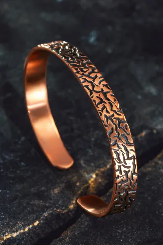Ağaç Kabuğu Model 2 Bakır Bileklik El Işçiliği Kelepçe Metal Kutu Kuvars Taşlar Kadın Erkek Bilezik