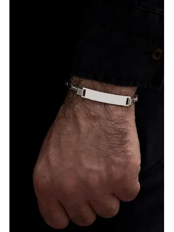 Erkek Gümüş Bileklik - İsim Yazılabilir 4.5 mm Yuvarlak Kral Gümüş Bileklik