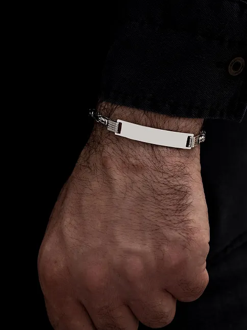 Erkek Gümüş Bileklik - İsim Yazılabilir 4.5 mm Yuvarlak Kral Gümüş Bileklik