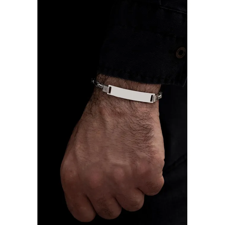 Erkek Gümüş Bileklik - İsim Yazılabilir 4.5 mm Yuvarlak Kral Gümüş Bileklik