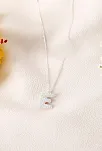 Kadın Gümüş Kolye - E Harfi Zirkon Taşlı Balon Harf Kadın Kolye