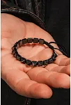 Erkek Kadın Doğal Taş Bileklik - Siyah Hematit Doğal Taşlı Makrome Gotik Tarz Model Unisex Bileklik