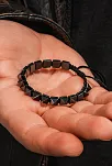 Erkek Kadın Doğal Taş Bileklik - Siyah Hematit Doğal Taşlı Makrome Gotik Tarz Model Unisex Bileklik