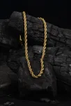 316L Paslanmaz Çelik  Altın Rengi 4mm Kalın Burma Halat Erkek Çelik Kolye Zincir CKLBURMAHLT-ALT