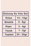 Dolunay Bayan Zirkon Taşlı Gümüş Su Yolu Set - Kolye, Bileklik, Küpe, Yüzük