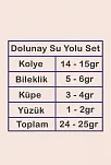 Dolunay Bayan Zirkon Taşlı Gümüş Su Yolu Set - Kolye, Bileklik, Küpe, Yüzük