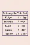 Dolunay Bayan Zirkon Taşlı Gümüş Su Yolu Set - Kolye, Bileklik, Küpe, Yüzük