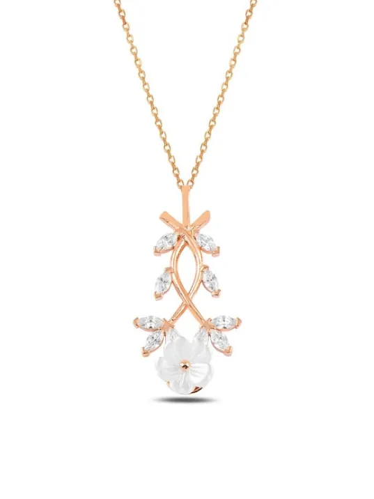 Zirkon Taşlı Rose Manolya Çiçeği Model 4 Kadın Gümüş Kolye GKLMNLYCCK4-ROS Zirkon Taşlı Rose Manolya Çiçeği Model 4 Kadın Gümüş Kolye GKLMNLYCCK4-ROS