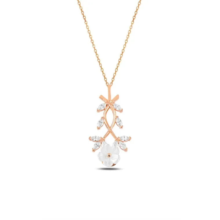 Zirkon Taşlı Rose Manolya Çiçeği Model 4 Kadın Gümüş Kolye GKLMNLYCCK4-ROS Zirkon Taşlı Rose Manolya Çiçeği Model 4 Kadın Gümüş Kolye GKLMNLYCCK4-ROS