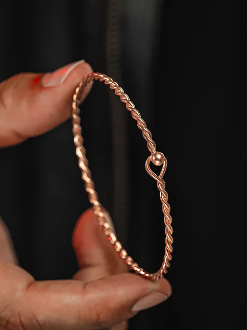 Erkek Gümüş Bileklik - El Yapımı İnce Rose Kaplama (Kararmaz) Zahir Erkek Bileklik Kelepçe
