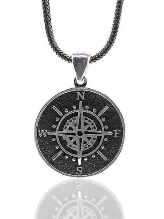 Pusula Erkek Gümüş Kolye Zincir Pusula Erkek Gümüş Kolye Zincir