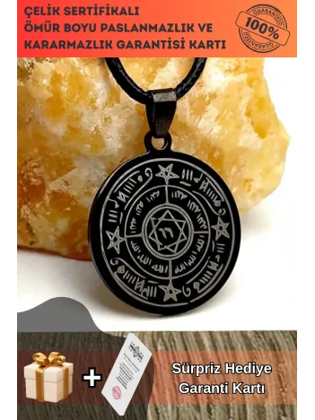 Celcelutiye Ve İsmi Azam Vefki Bayan Erkek Çelik Deri Kolye