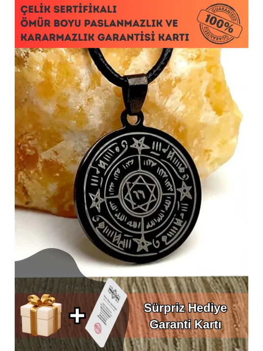 Celcelutiye Ve İsmi Azam Vefki Bayan Erkek Çelik Deri Kolye