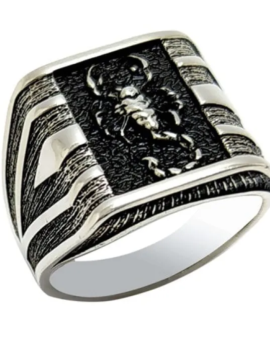 Akrep Erkek Erkek Gümüş Yüzük