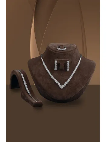 Ahsen Gümüş Su Yolu Set - Bileklik,Yüzük,Küpe,Kolye