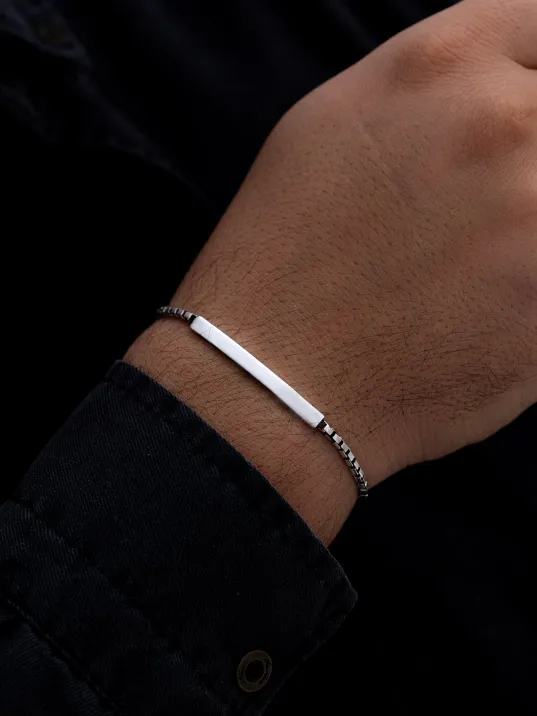 Erkek Gümüş Bileklik - Küp Zincirli Blok Model Gümüş Bileklik Erkek Gümüş Bileklik - Küp Zincirli Blok Model Gümüş Bileklik