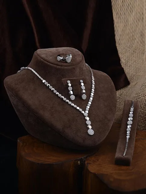 Hürrem Su Yolu Gümüş Bayan Set - Kolye, Bileklik, Küpe, Yüzük