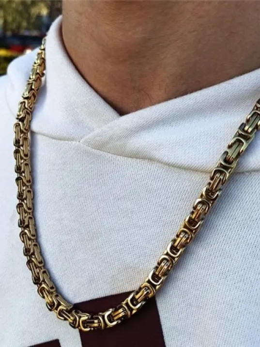 Erkek Paslanmaz Sarı Çelik Kolye Erkek Paslanmaz Sarı Çelik Kolye