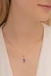 Damla Model Mistik Topaz Taşlı Kadın Gümüş Kolye GKLMSTKTPZ1-ROS