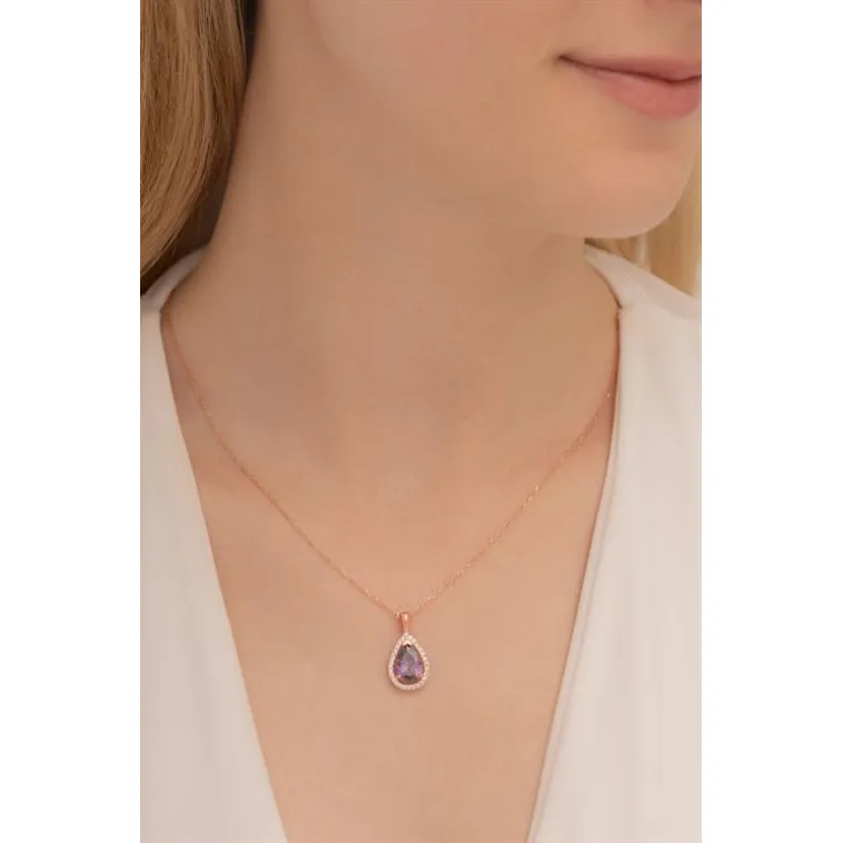 Damla Model Mistik Topaz Taşlı Kadın Gümüş Kolye GKLMSTKTPZ1-ROS Damla Model Mistik Topaz Taşlı Kadın Gümüş Kolye GKLMSTKTPZ1-ROS