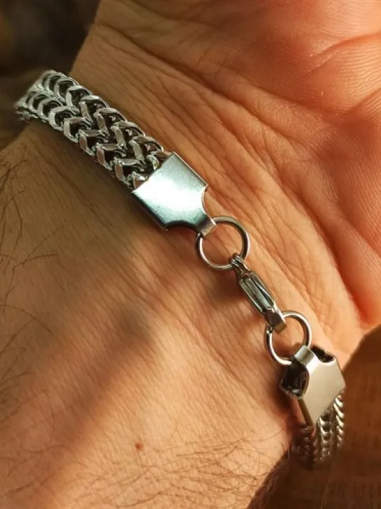 Çift Sıra Örüm Desen Erkek Çelik Bileklik İnce Model CBLGMSOTCSO