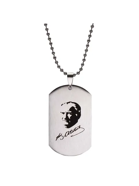Erkek Çelik Atatürk İmzalı Zincir Kolye