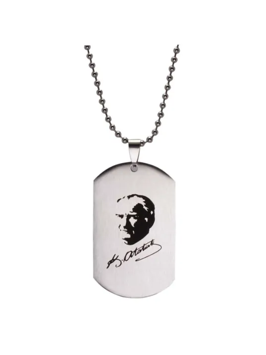 Erkek Çelik Atatürk İmzalı Zincir Kolye