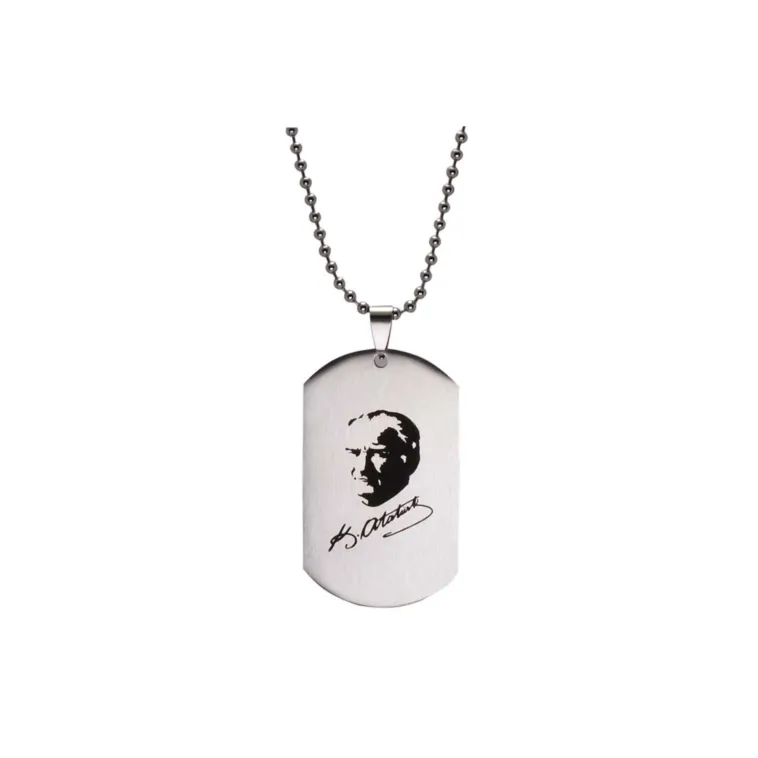 Erkek Çelik Atatürk İmzalı Zincir Kolye Erkek Çelik Atatürk İmzalı Zincir Kolye