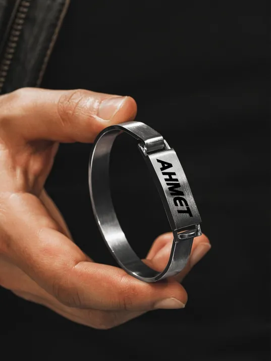 Erkek Çelik Bileklik - Elemantel Çember Model Erkek Bileklik Kelepçe