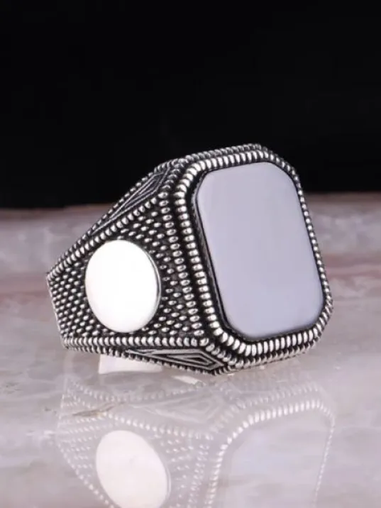 Erkek Gümüş Yüzük - Oniks Taşlı Erkek Yüzük