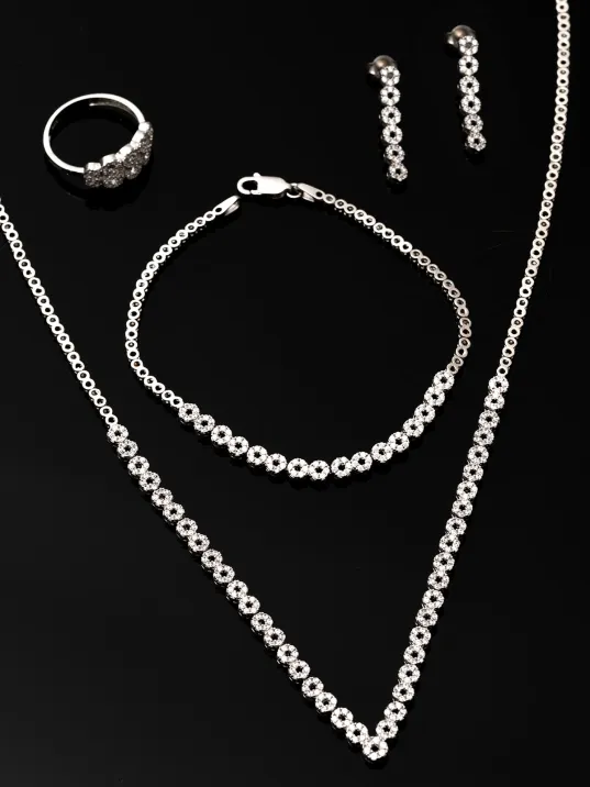 Kadın Gümüş Takı Seti - Sonsuzluk Temalı İnfinity Model 925 Ayar Kolye Bileklik Yüzük Küpe Tam Set Kadın Gümüş Takı Seti - Sonsuzluk Temalı İnfinity Model 925 Ayar Kolye Bileklik Yüzük Küpe Tam Set