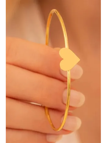 Kadın Gümüş Bileklik - El Yapımı Gümüş Kalp Motifli Kadın Bileklik Kelepçe