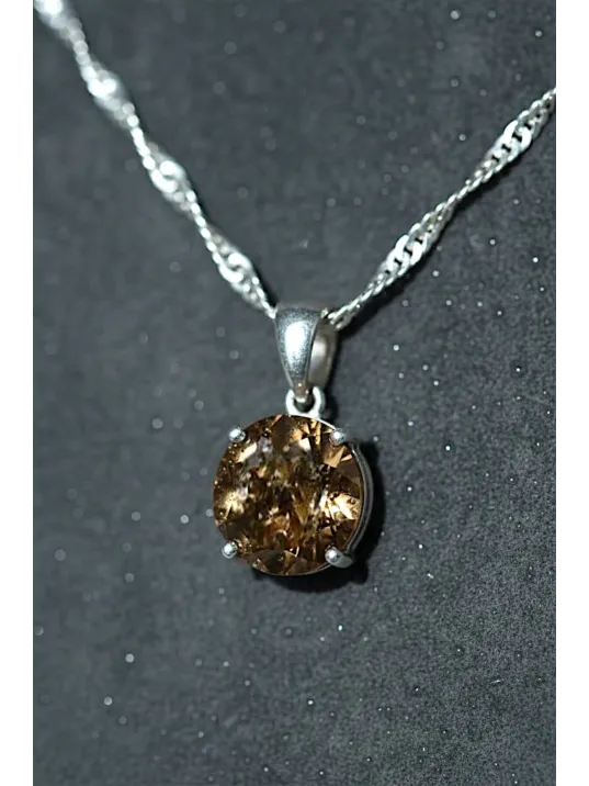 Kadın Bijuteri Küpe Kolye Yüzük Set - Yuvarlak Zultanit Taşlı Bijuteri Set