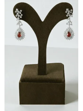 Çise Yakut Taşlı Gümüş Su Yolu Kadın Küpe