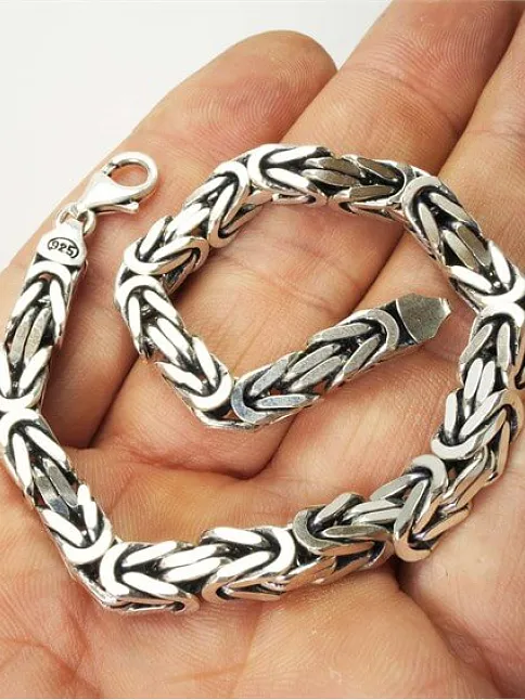 GÜMÜŞ KRAL ERKEK ZİNCİR BİLEKLİK 6mm KALIN MODEL!!
