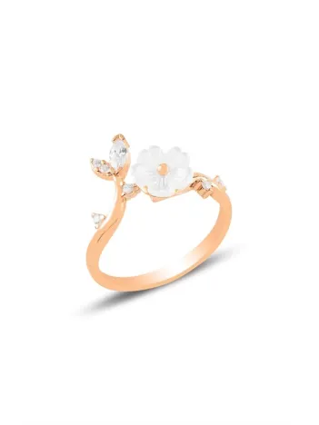 Manolya Çiçeği Motifli Rose Model 3 Gümüş Kadın Yüzük GYZMNLYCCK3-ROS