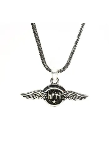 Göktürkçe Türk Yazılı Ay Yıldızlı Kanatlı Erkek Gümüş Kolye Zincir