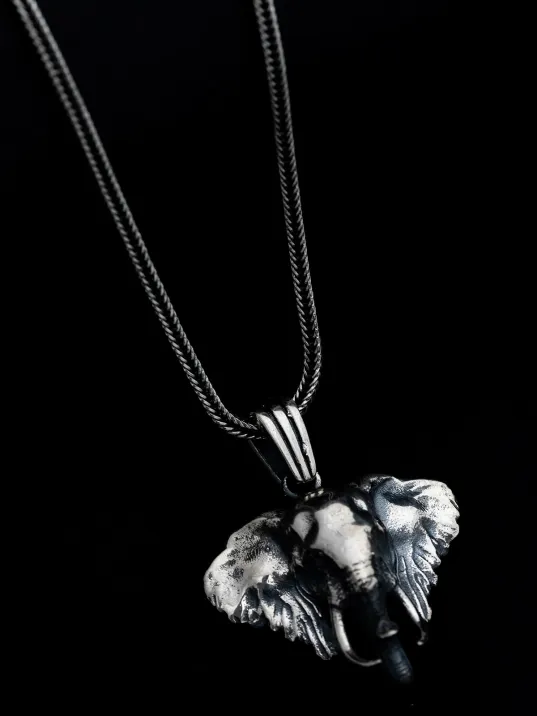 Erkek Gümüş Kolye - Fil Kafası Motifli Gümüş Kolye Erkek Gümüş Kolye - Fil Kafası Motifli Gümüş Kolye