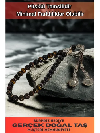 Erkek Doğal Taş Tespih - Doğal Karışık Renkli Kaplangözü Model 2 Taşlı Ortaboy Tesbih