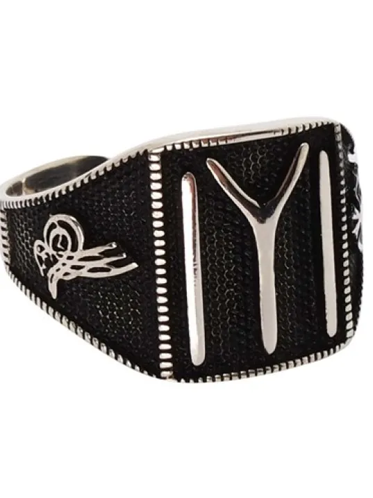 IYI Yazılı Parmak Ölçüsü Gerektirmeyen Gümüş Erkek Yüzük