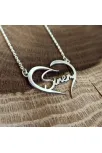 Kişiye Özel Kalp İçinde İmza İsim Yazılan Bayan Gümüş Kolye Zincir GKLGMSISIMY