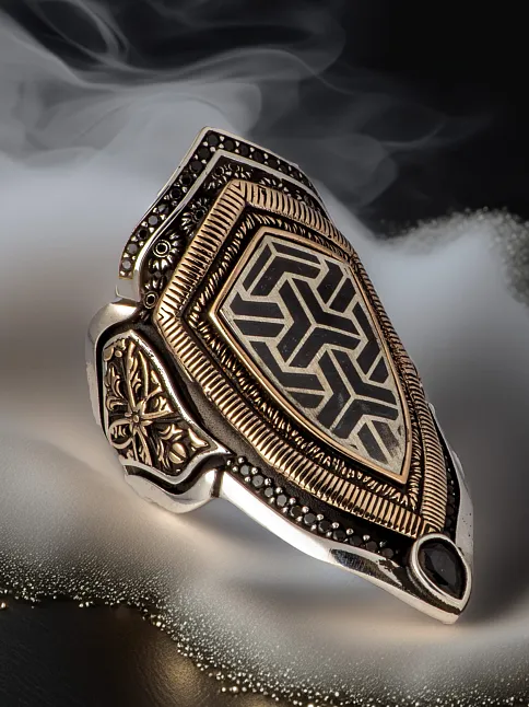 Erkek Omega Desen İşlemeli Siyah Zirkon Taşlı 925 Ayar Gümüş Yüzük Zihgir Model Erkek Omega Desen İşlemeli Siyah Zirkon Taşlı 925 Ayar Gümüş Yüzük Zihgir Model