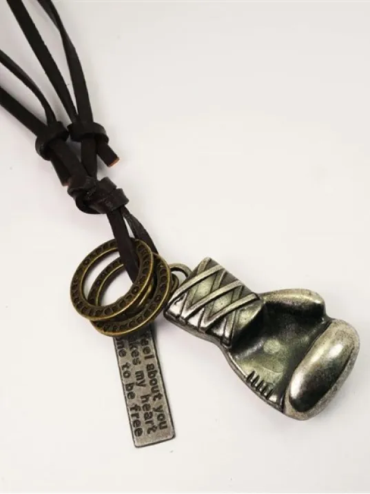 Büyük Boy Boks Eldiveni Erkek Deri Kolye Hakiki Deri