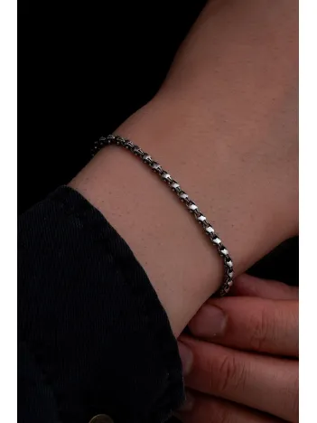 Erkek Gümüş Bileklik - 3mm Pullu Arnavut Zinciri Gümüş Bileklik